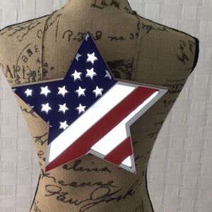 Patriotic Star-Shaped Wall Decor that lights up. Batteries included. NWOT